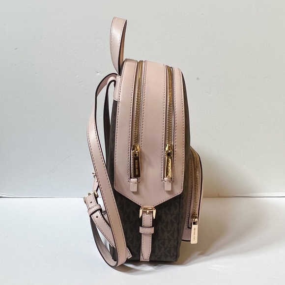 Michael Kors Jaycee Medium Backpack MK Signature Brown Pink - Picture 4 of 10